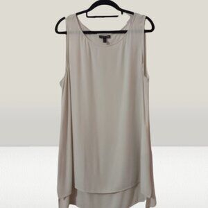 Bateau Neck Silk Tank Eileen Fisher System Bone color Size Large L